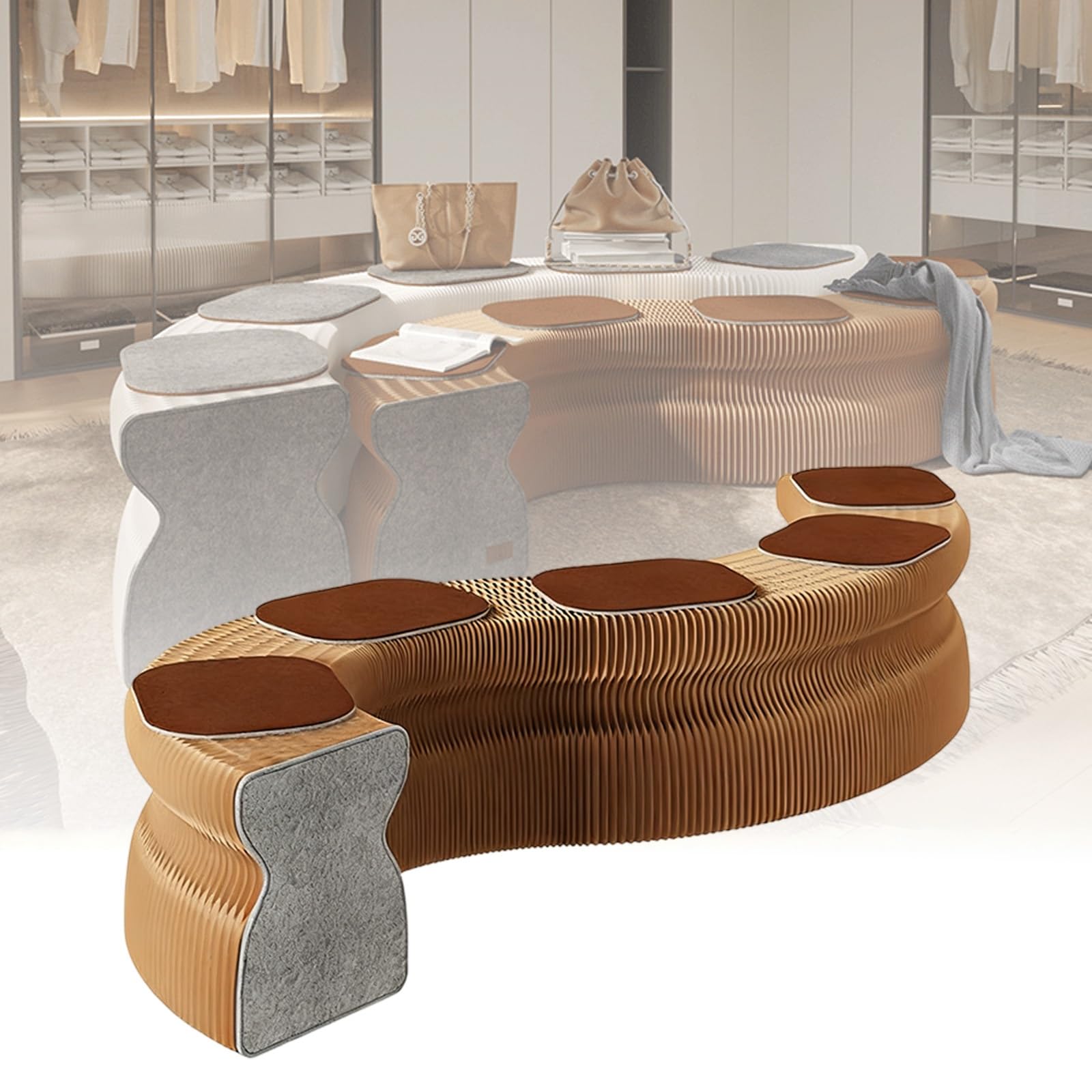 Tabouret pliant en papier portable pour optimiser l'espace du salon