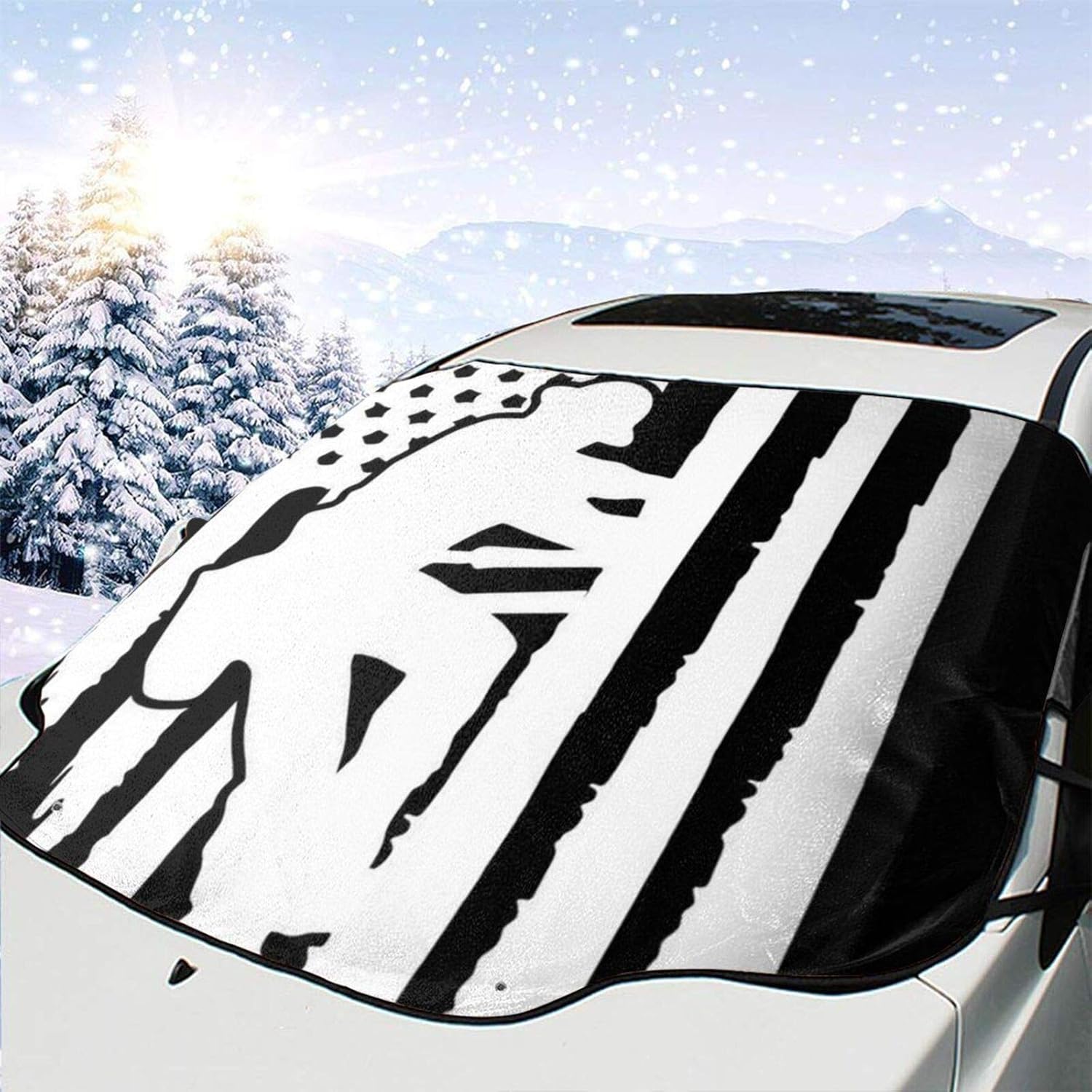GHYGTY Car Windshield Snow Cover American Flag Lineman