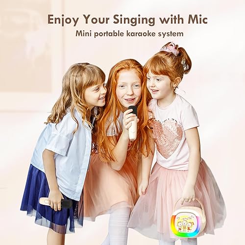 Miniatura 6 de HWWR Micrófono de máquina de karaoke para niños, juguetes para niñas y niños pequeños, mini altavoz de karaoke con micrófono, regalo de cumpleaños