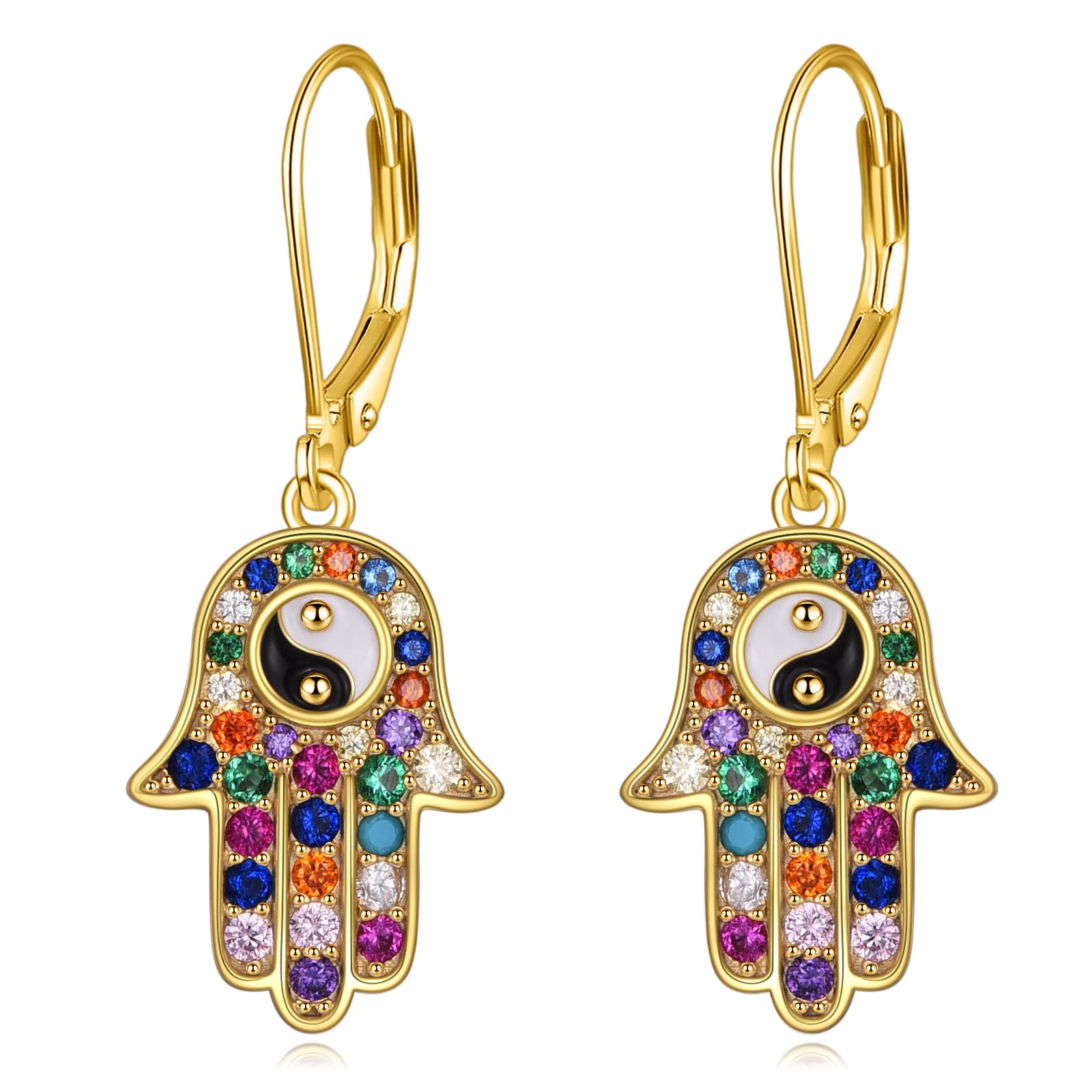 Hamsa - Mano di Fatima. Orecchini e collane in argento antico. 6 pezzi - 8021 - Italia