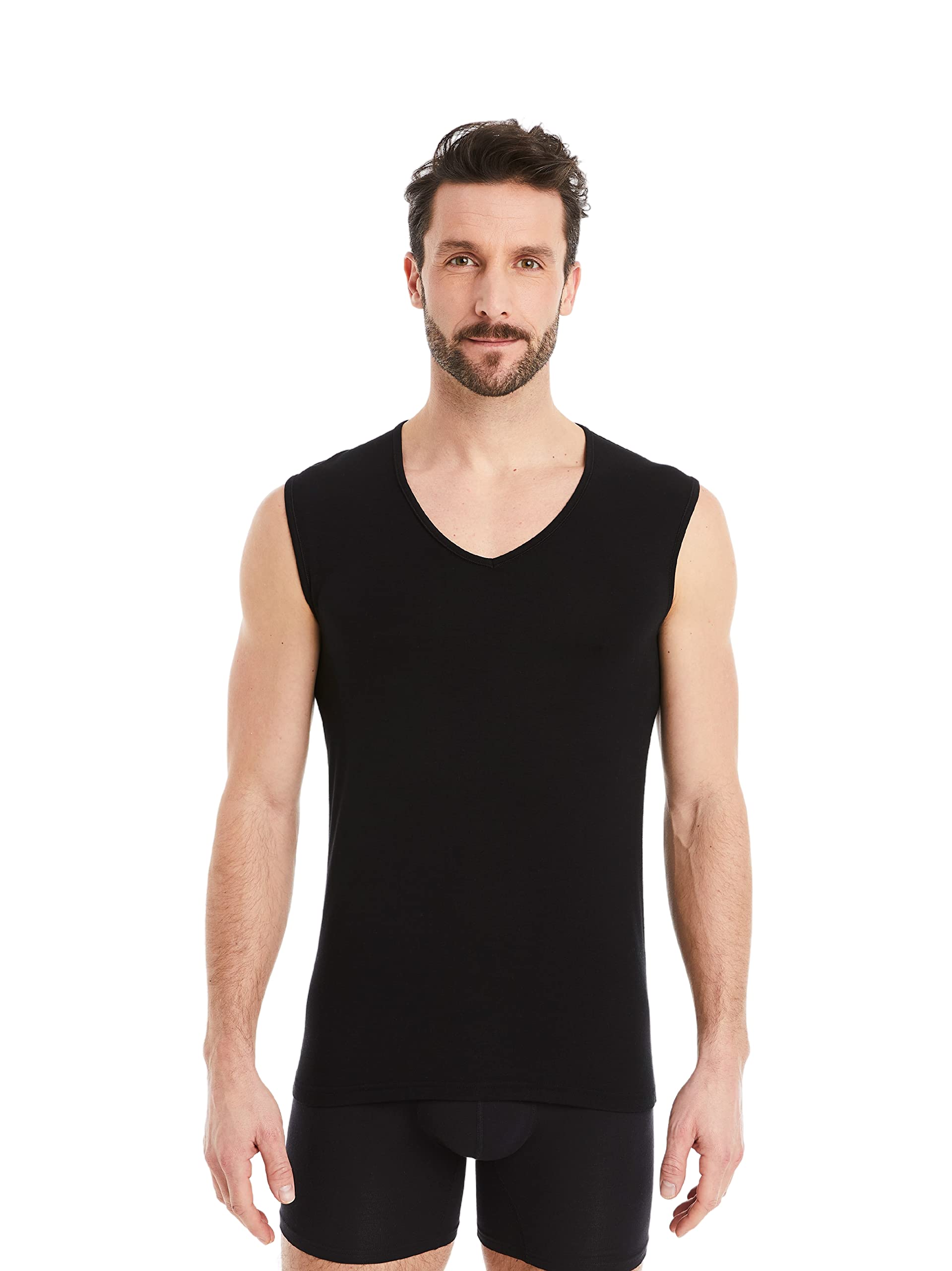 FINN Camiseta Interior Business Hombre sin Mangas con Cuello en V - Camiseta Interior de Tejido Original Lenzing® Modal - la Camiseta Debajo de Camisas y Trajes