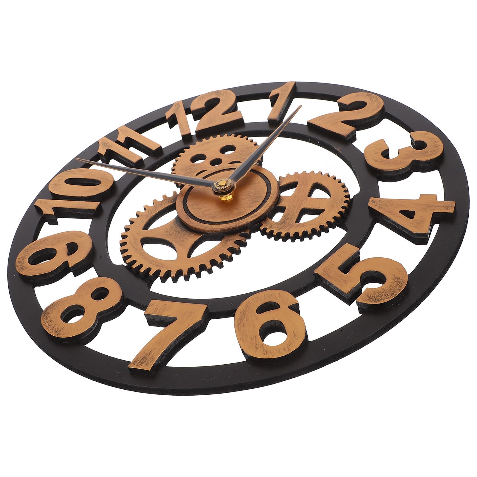 Horloge murale industrielle en bois noble DOITOOL au design moderne haut de gamme