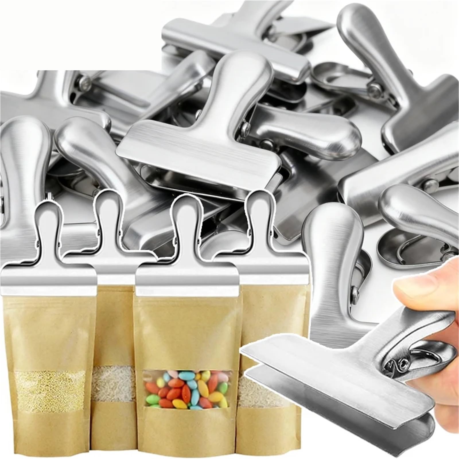 Clip for sac alimentaire en acier inoxydable, 20 pièces pour Sac à Frites