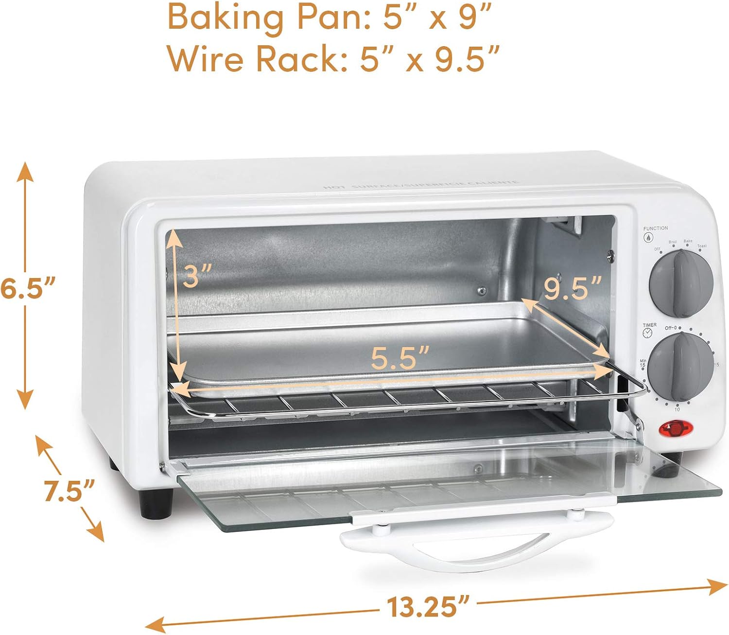 Maxi-Matic Personal 2 Slice Countertop 15 Minute Timer Toaster Oven, ETO-224