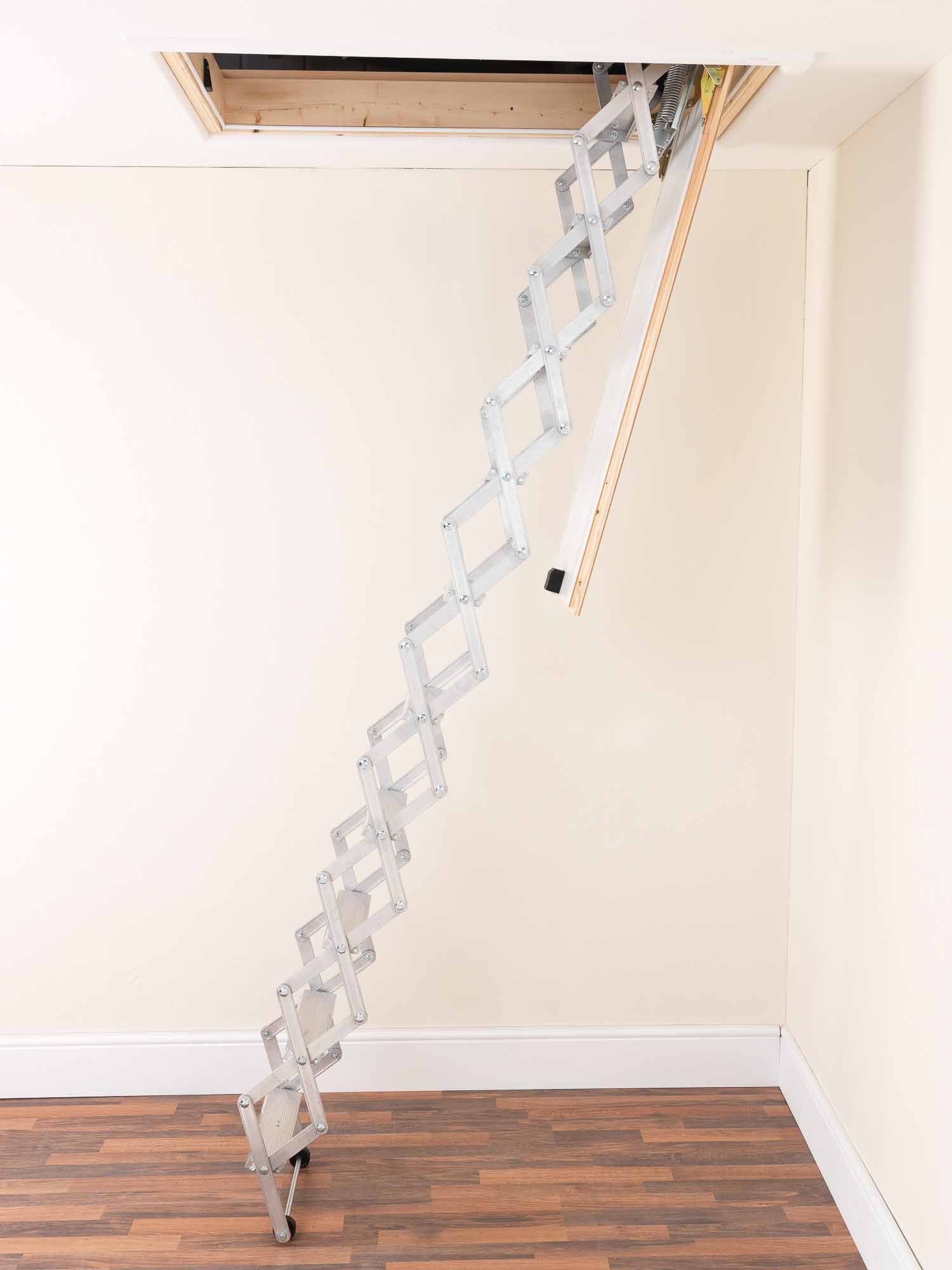 ALUFIX 10Tread Concertina Loft Ladders Ideal for Tiny attic Spaces Easy DIY Fit Aluminium