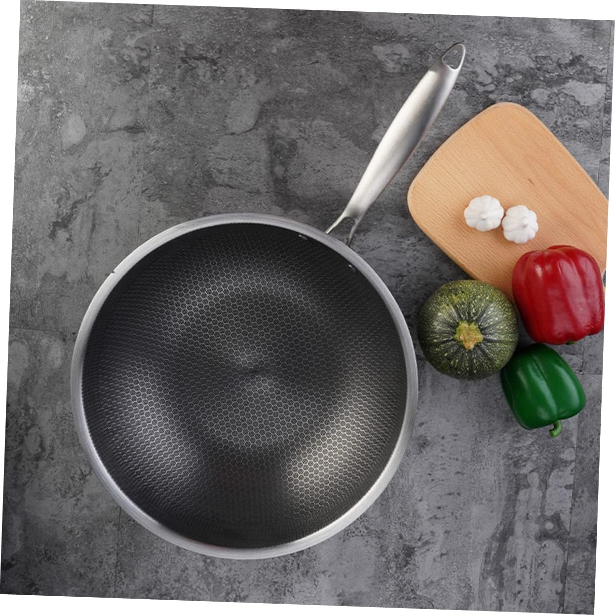 Toyvian Single Handle Wok Nontstick Wok Pot for Chinese Cooking Induction Stove Electric Stove Kitchen Accessory