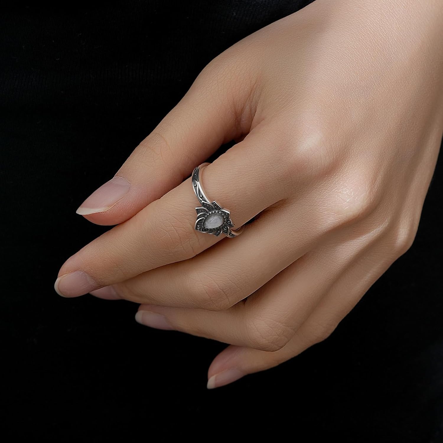 925 Sterling Silver Lotus Ring Jewelry Gifts for Women Sister - Image 5