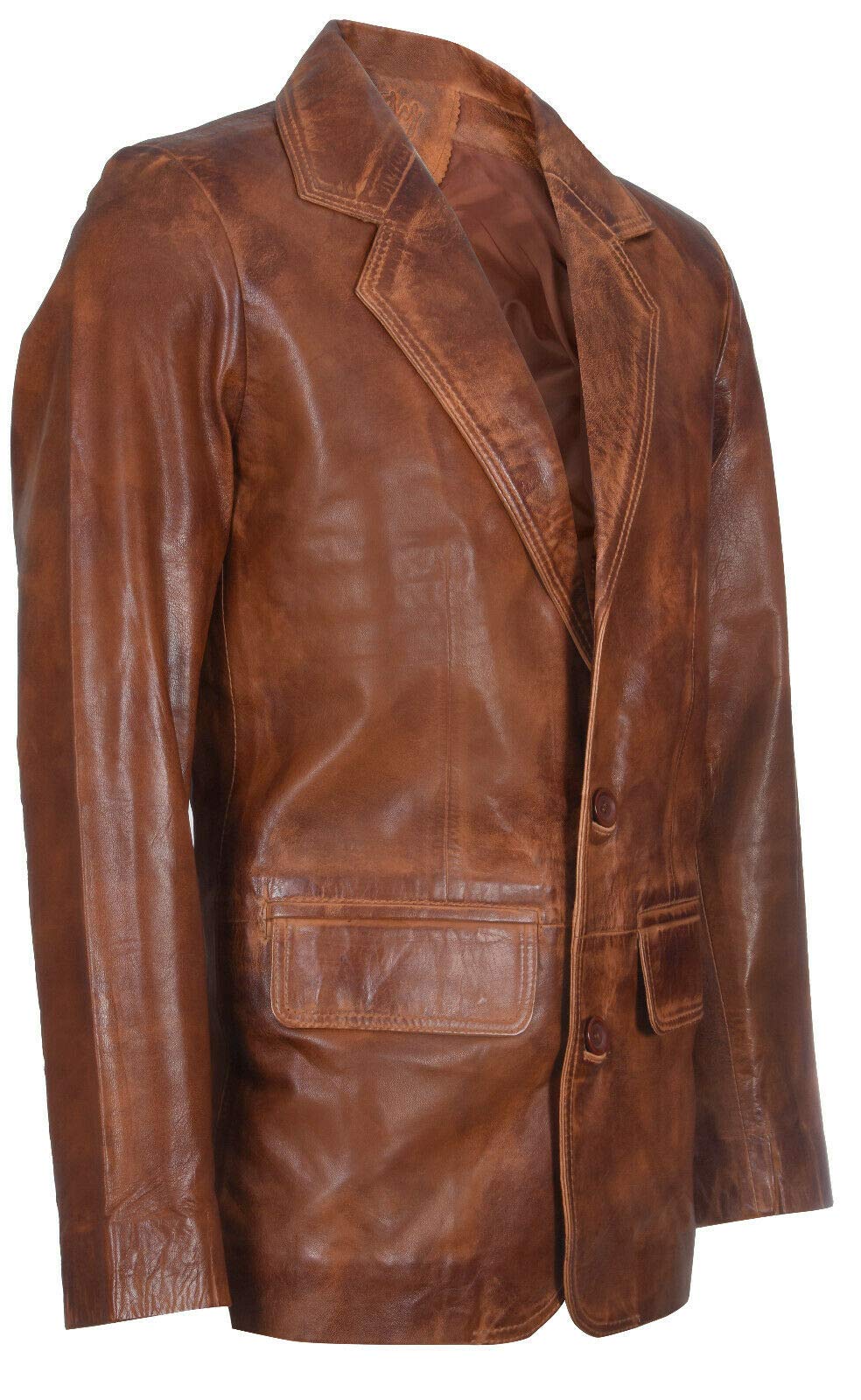Infinity Leather Blazer in Vera Pelle Marrone Chiaro da Uomo Cappotto da Giacca Vintage Personalizzato in Pelliccia Italiana