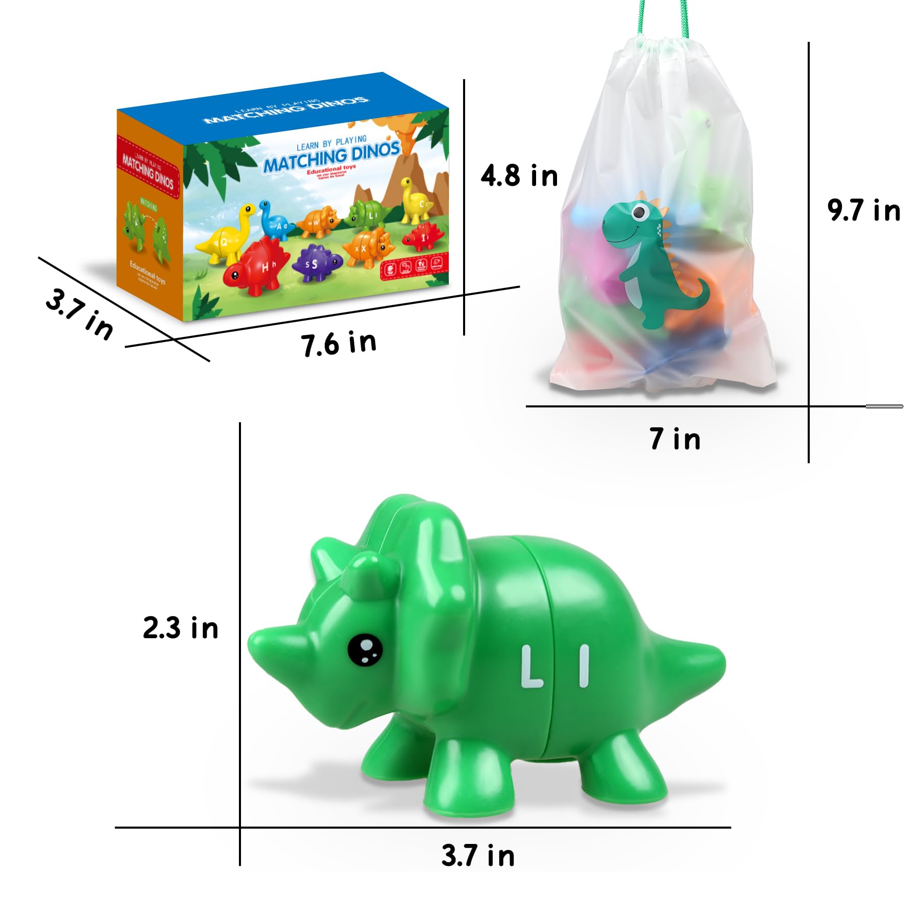 Anzimo - Juguete de dinosaurio Montessori para niños pequeños de 1, 2, 3, 4 años, regalo de cumpleaños, actividades de aprendizaje preescolar, aprendizaje al aire libre, viajes, juguete de última
