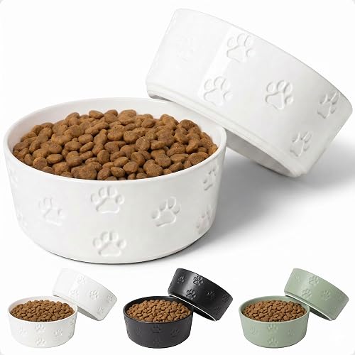Juego de 2 Cuencos de cerámica para Perros con Base Antideslizante, 19 cm de Anc