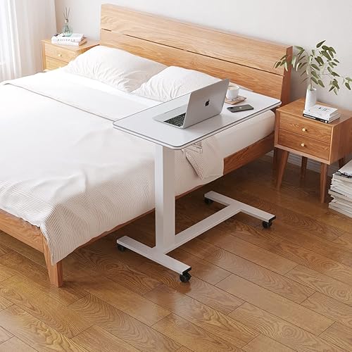 Hospital Bed Table with Wheels, Adjustable Height Bedside Table Over Bed Desk Overbed Table Mobile Laptop Table for Bed Laptop Stand for Couch Hand