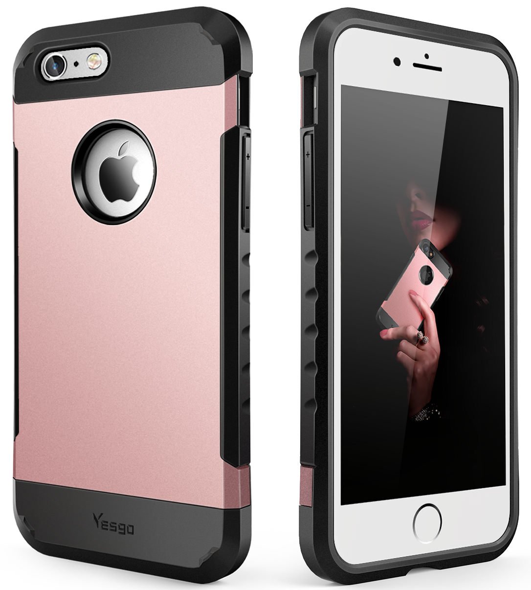 YesgoiPhone 7 Case, Shockproof Slim Anti-Scratch Protective Kit with Heavy Duty Dual layer Rugged Case Non-slip Grip Cover for iPhone 7 (Rose Gold)
