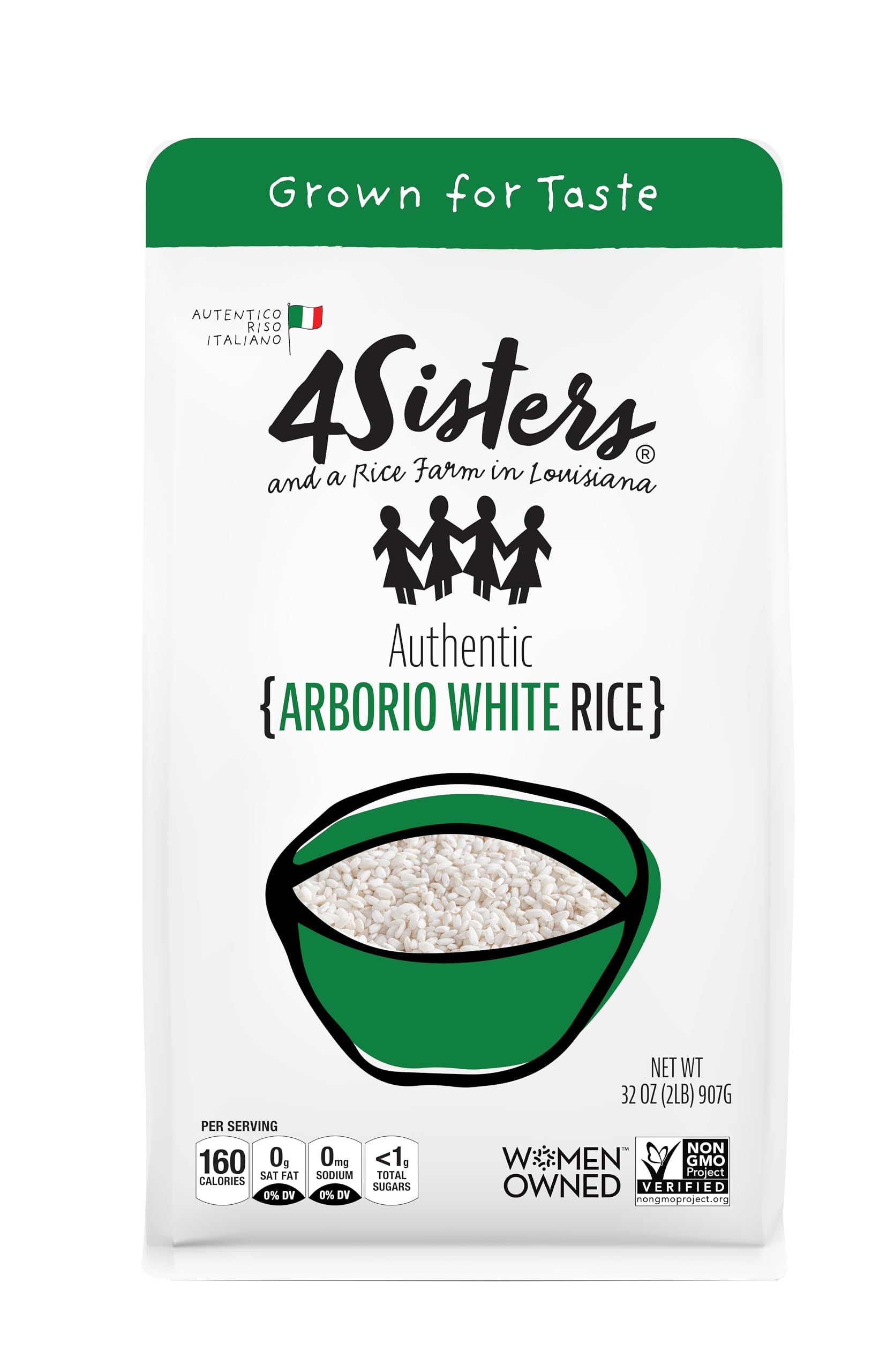 4Sisters - Authentic Italian Arborio Rice - Sustainably Grown - Women Owned (2 lb)