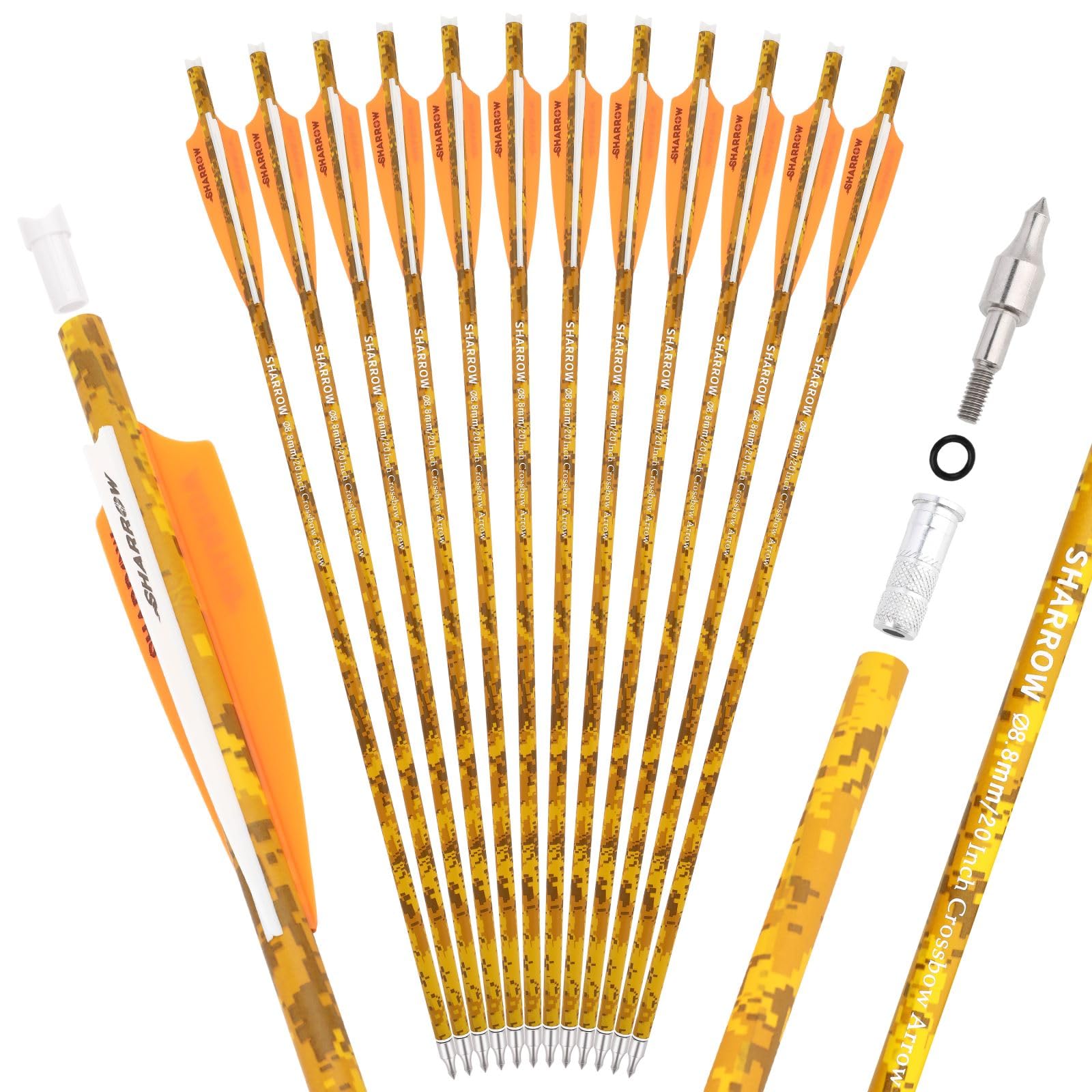Balestra Arco bulloni 16/17/18/20/22 Pollici in Fibra di Carbonio frecce da Caccia per Balestra 12Pcs Balestra freccia con Punta Rimovibile