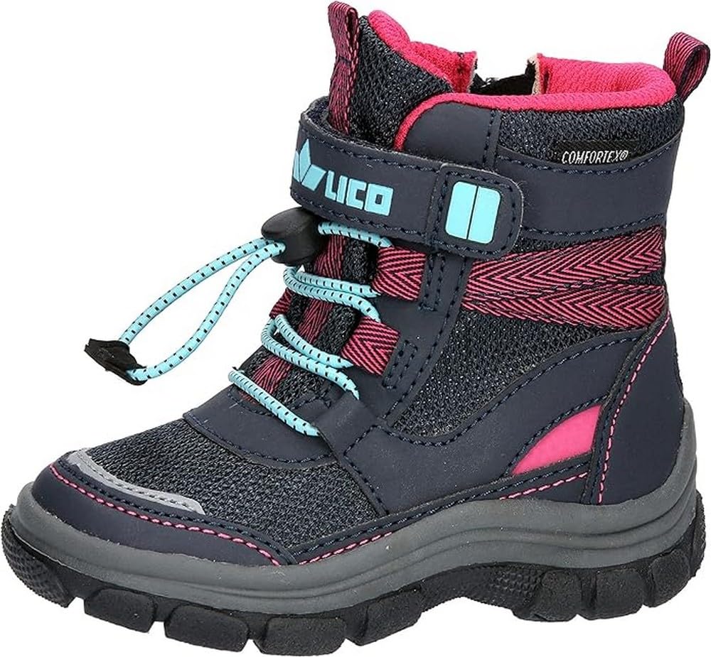 Lico Girls Crumbie Vs Snow Boots, Navy Pink Turquoise, 9 UK