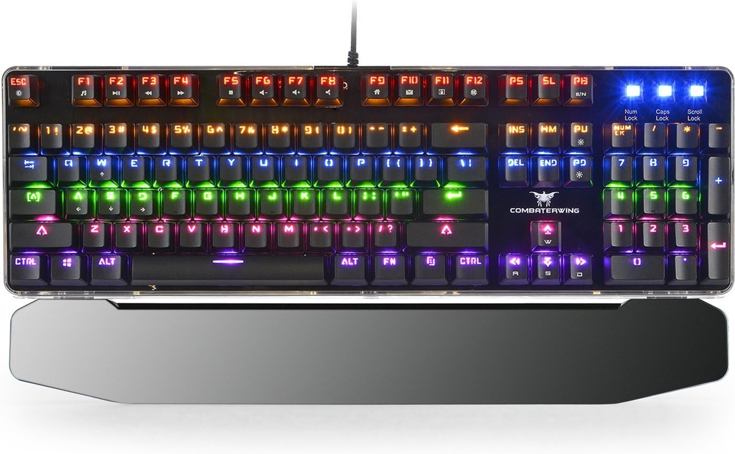 Mechanical Gaming Keyboard, RGB Backlit 104 Keys Blue Switches for PC Computer Gamer and Office (Combatwing T10 Black)