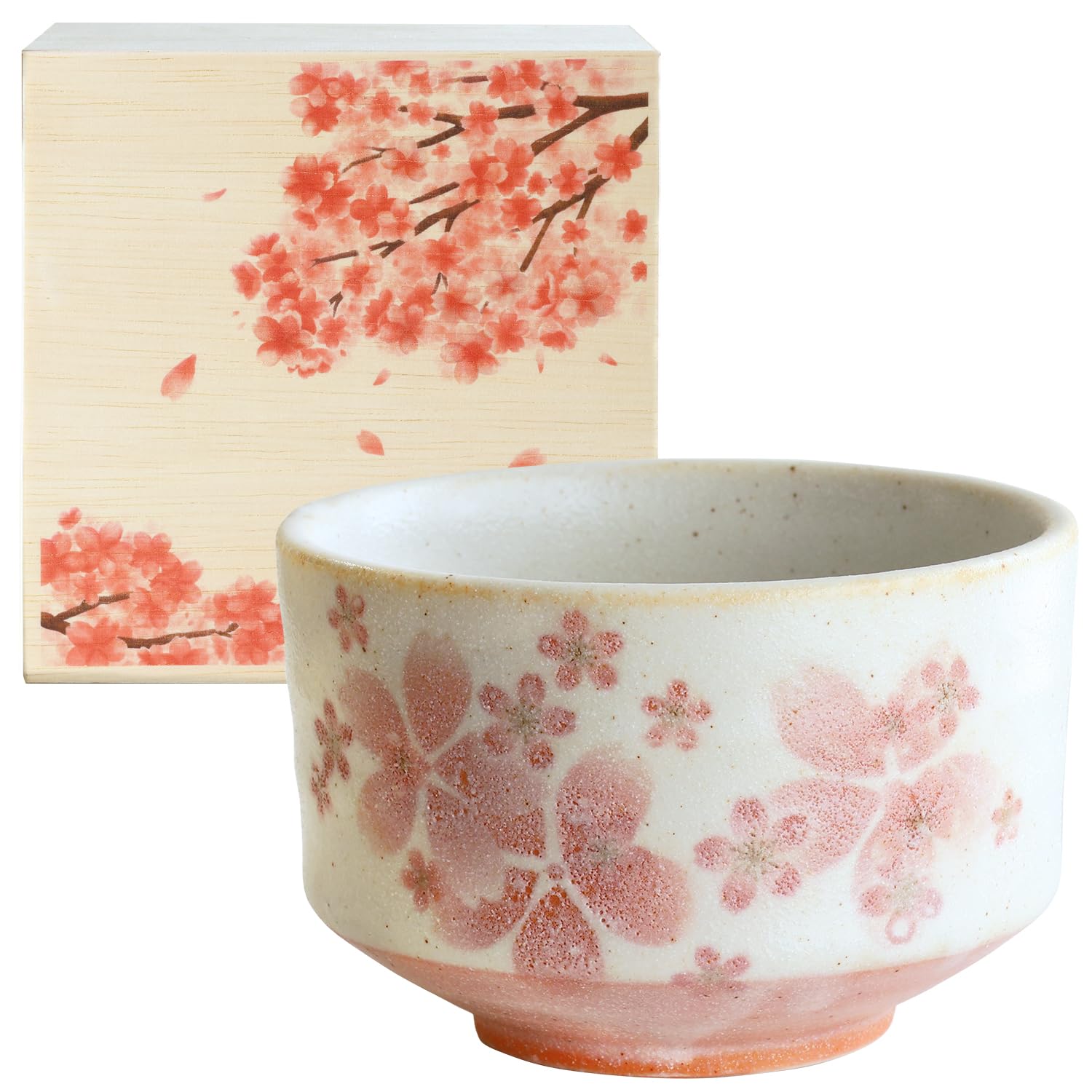 Dolce duo MW-1895 Matcha Bowl, Mai Sakura, Made in Japan, Mino Ware, 4.3 inches (11 cm), Approx. 14.2 fl oz (420 ml), In Cherry Blossom Pattern Wooden Box