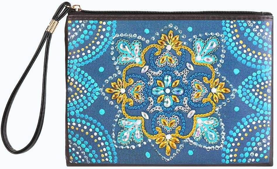 Sikiwind DIY 5D Diamond Painting Purse Mandala Pattern Wallet Makeup Storage Handbag Rhinestone Clutch Bag PU Leather Handmade Craft Painting Sticker Kit Suitable for Kids Adult Beginners
