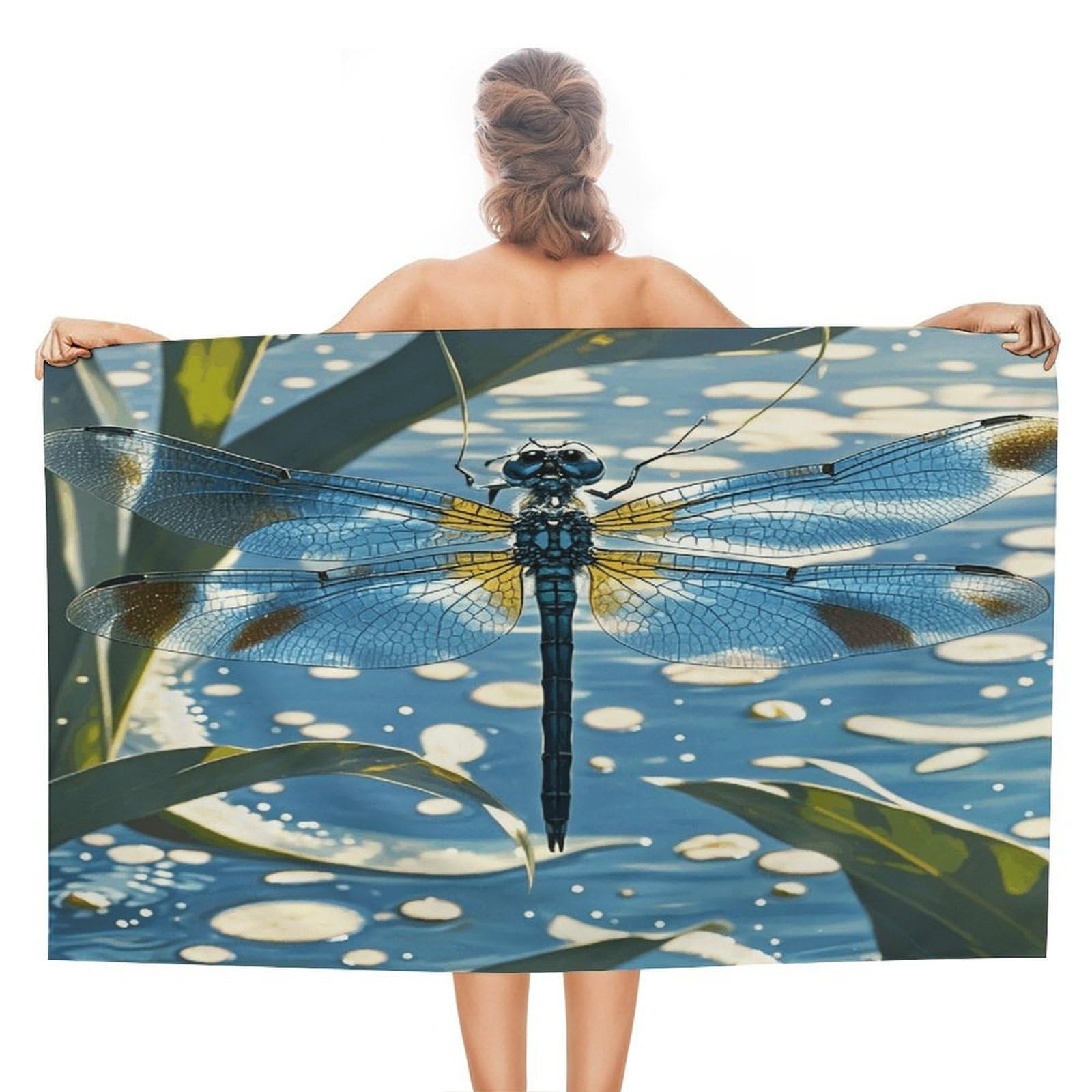 VstaDank Blue Dragonfly Beach Towel 51x31 Inch Oversized Soft Bath Towel Luxury Plush Thick Hotel Swim Pool Towels Super Quick Dry Travel Towels for Camping Gym Sports Yoga