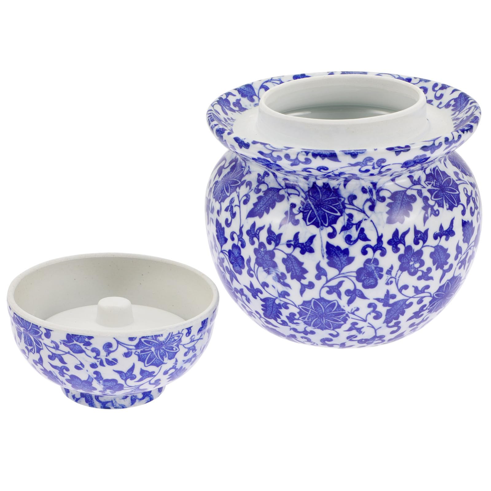 BESPORTBLE Barattolo Ermetico Doppio Coperchio in Ceramica per Sottaceti Alimentare Vaso Compatto per Conservazione in Cucina