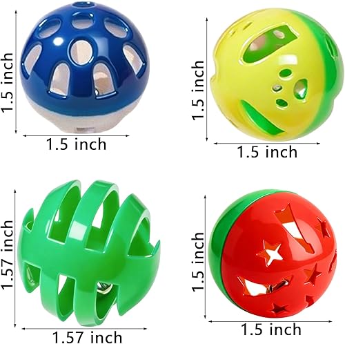 Miniatura 2 de Paquete de 5 juguetes para gatos para gatitos, bolas coloridas y resistentes con campanas para diversión sin fin y juego activo (1.5 pulgadas, juego