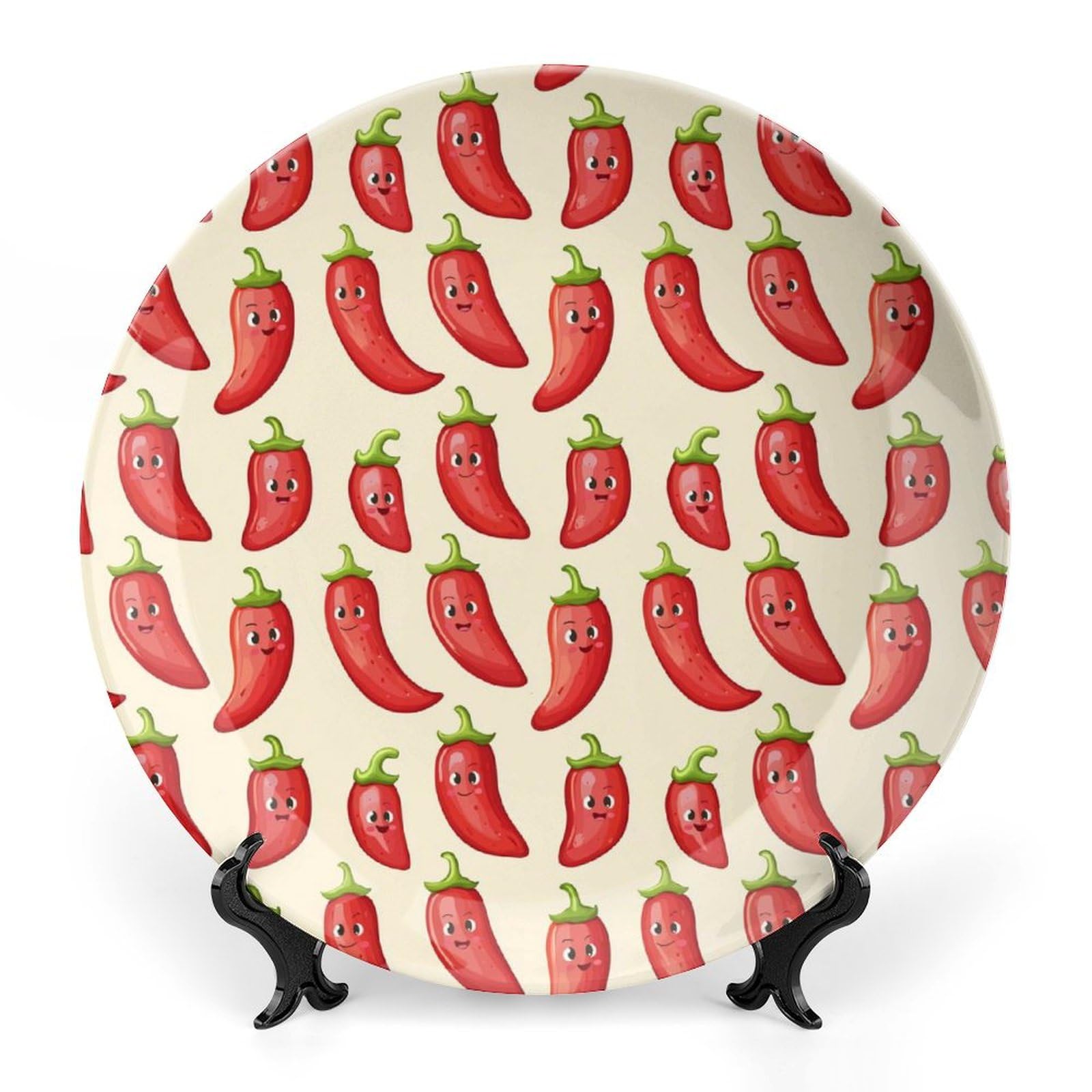 DULAHR Funny Chili Bone China Decorative Plate Ceramic Decorative Plate Home Wall Decor with Vertical Stand Decorative Plates