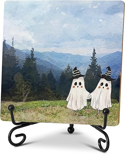 Decoraciones de Halloween para interiores para el hogar, letrero de mesa de fantasma de Halloween para cocina, baño, oficina, decoración de bandeja