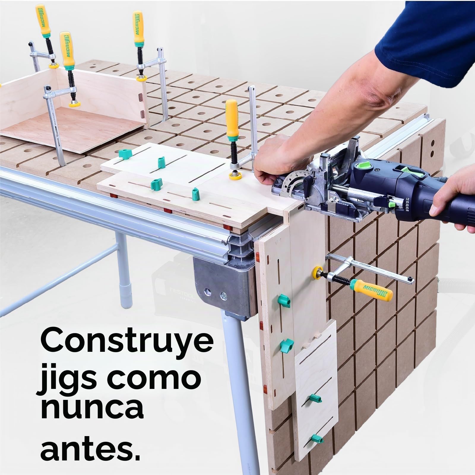 MICROJIG GRR-Ripper DVC-538K2 - Abrazaderas de cola de milano, color amarillo/verde