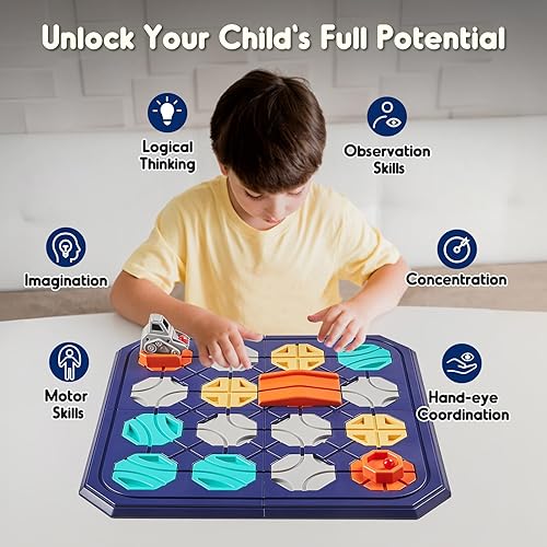 Miniatura 4 de SGILE Juego de 16 piezas de rompecabezas de construcción de carreteras para niños de 3 a 10 años, juego de rompecabezas lógico STEM para niños