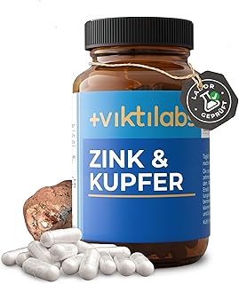 Zink & Kupfer Kapseln - Unterstützt Immunsystem, Zellschutz & Nährstoffgleichgewicht - Optimales Verhältnis für beste Wirkung - Gut verträglich & leicht einzunehmen - 100% vegan (1er Pack)