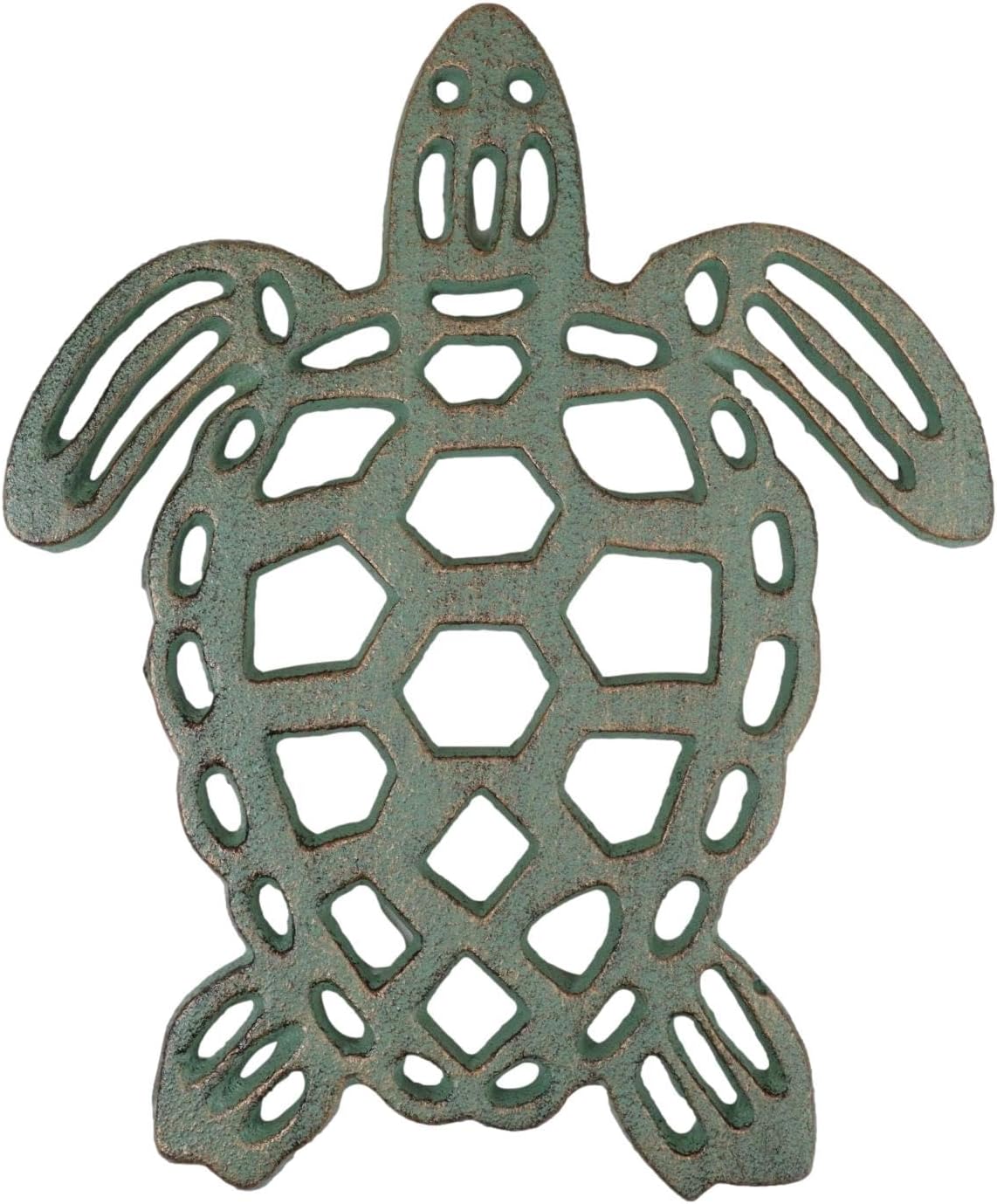 Ebros Gift 8" Long Nautical Marine Verdi Green Giant Sea Turtle Cast Iron Metal Trivet Rustic Vintage Decorative Accent for Wall Or Table Furniture