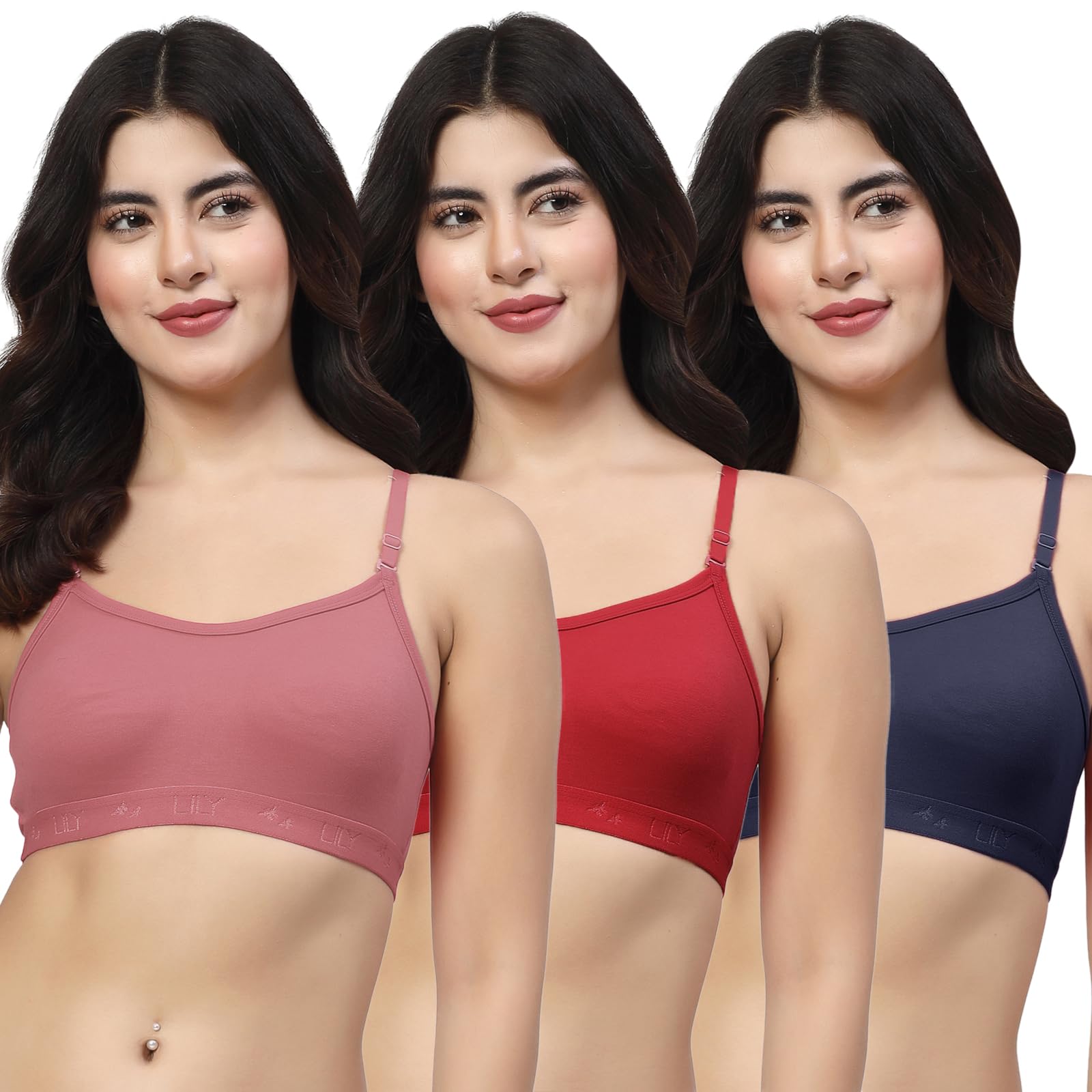 lily Black, Magenta, Maroon Seamless Non Padded Sports Bra-picture-14