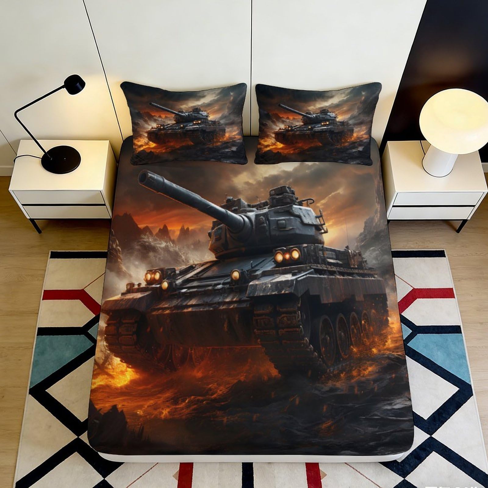 3D Printed Truck Road Fitted Sheet Microfiber Soft Non-Slip Night Truck Bed Cover for Bedroom Guestroom Easy Care Decor 90x200x25cm