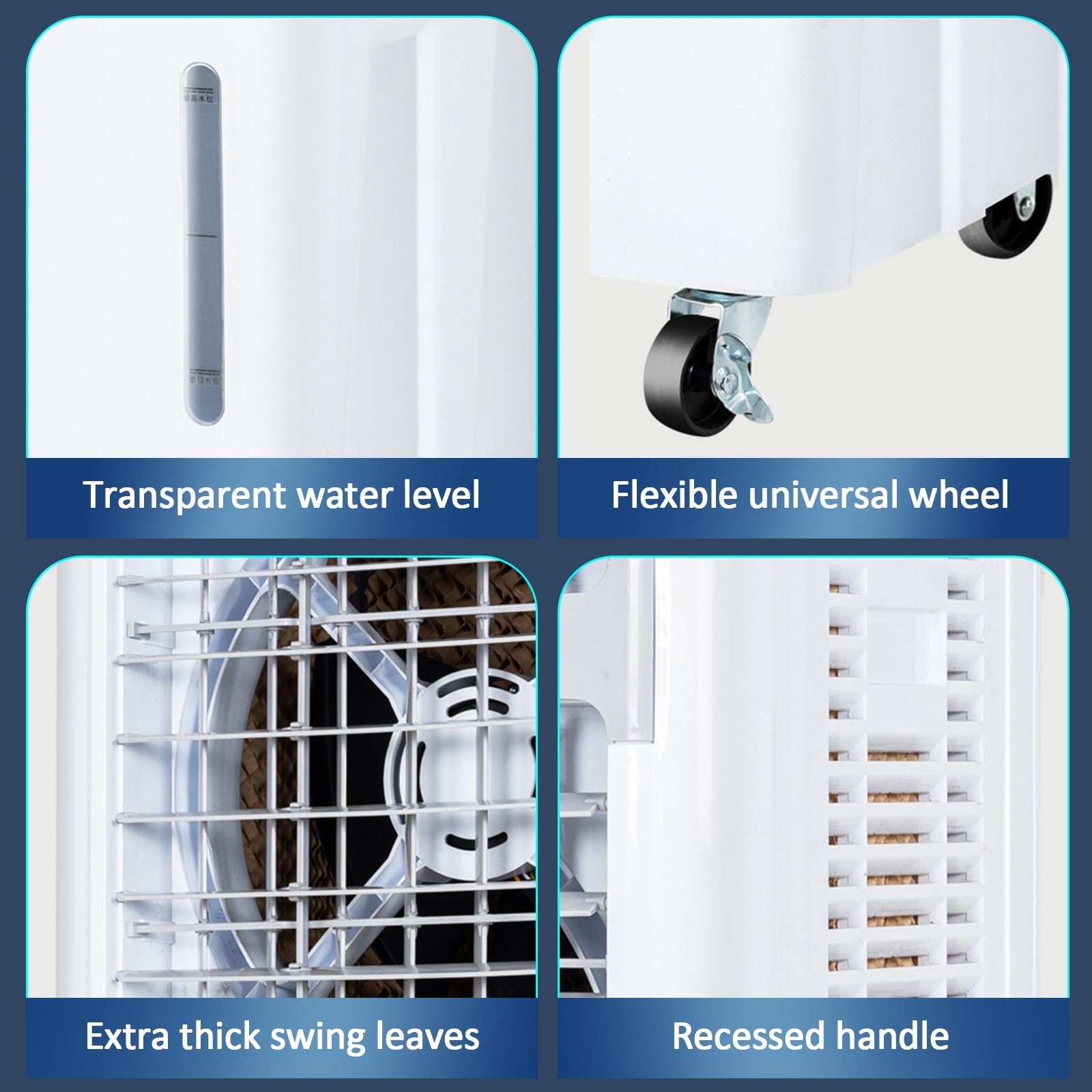Refroidisseur d'air Portable pour la Maison avec 4 glacières – Refroidisseur d'air 3 en 1, 3 Vitesses, réservoir d'eau roulettes de 40 L, Ventilateur de climatiseur sans fenêtre (Couleur