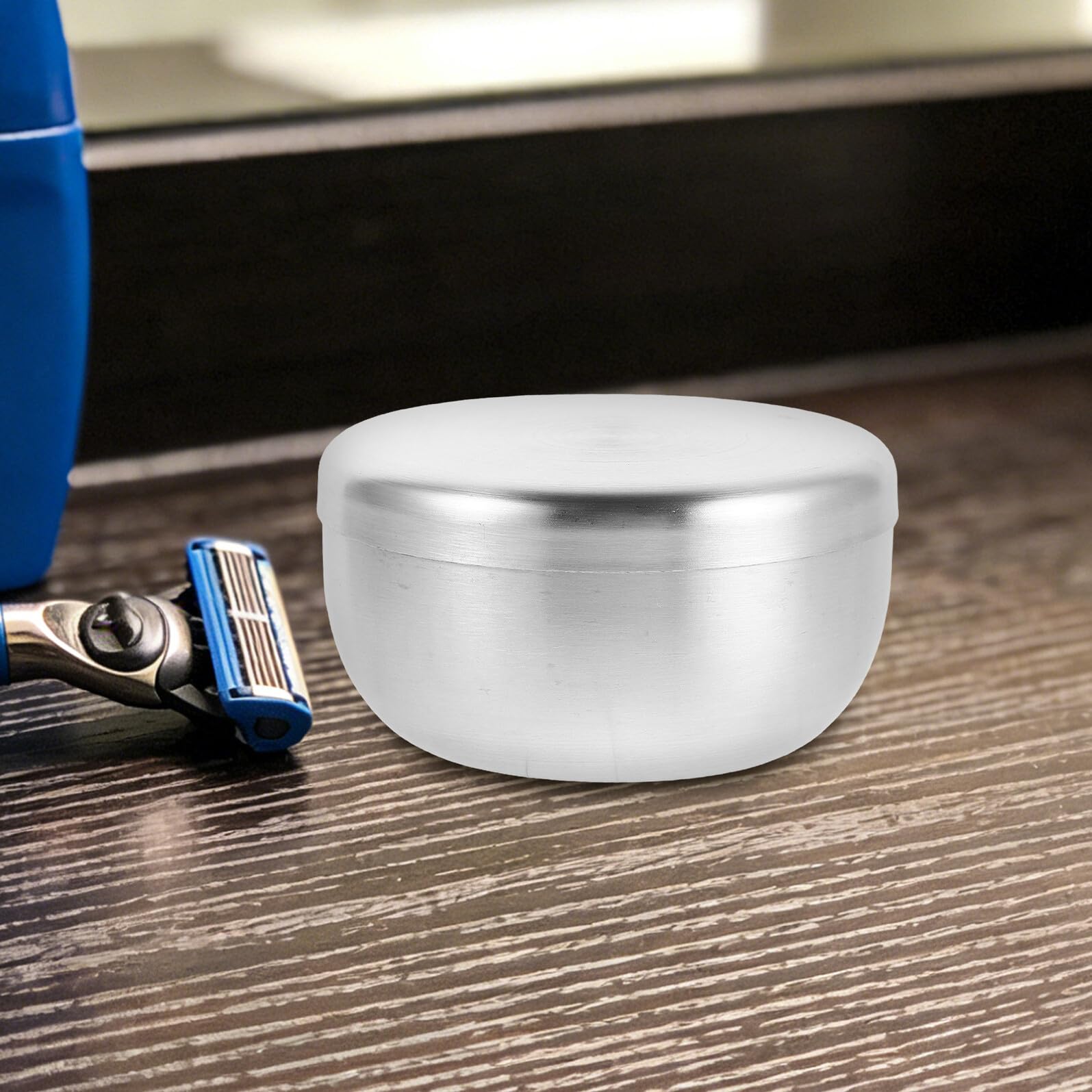 FOMIYES Set 4 Ciotole da Barba in Acciaio Inox 304 con Coperchio Ciotole da Viaggio Compatte per Schiuma da Barba Densa Contenitori Multiuso per Bagno e Igiene Personale Uomo
