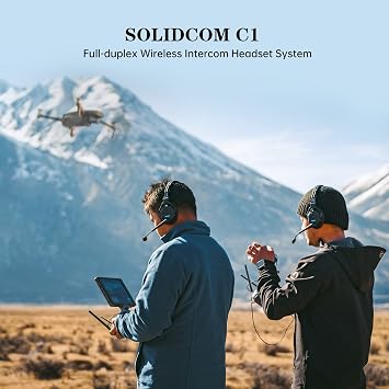 Hollyland Solidcom C1 2 Users 1100ft Full-Duplex Wireless Headset Intercom System for Team Communication Group Talk Single-Ear Headset with 1 Master & 1 Remote Headsets (C1-2S)