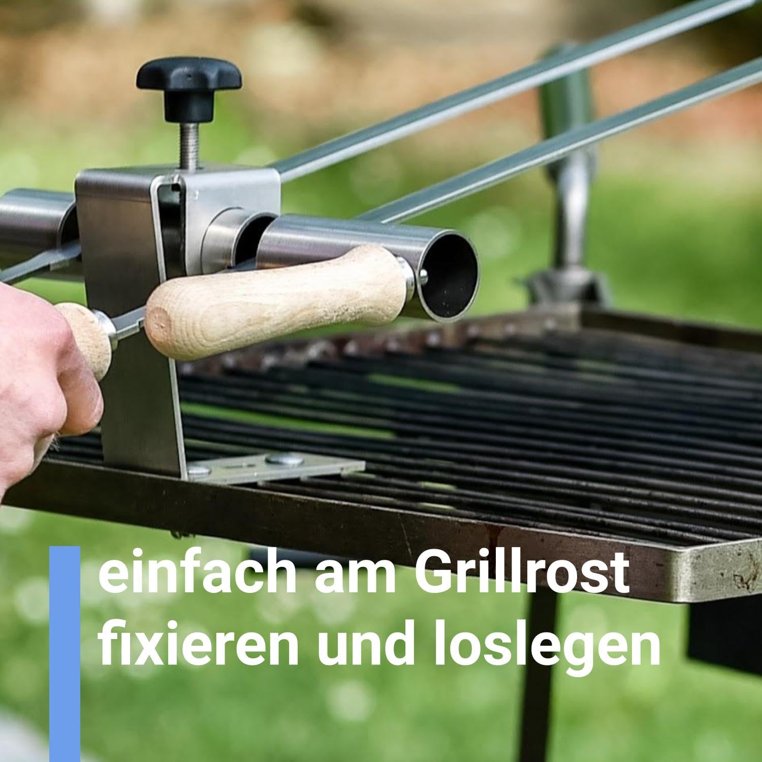 Steckerlfisch Halter 4 Edelstahlspieße für Gas- & Kohlegrill
