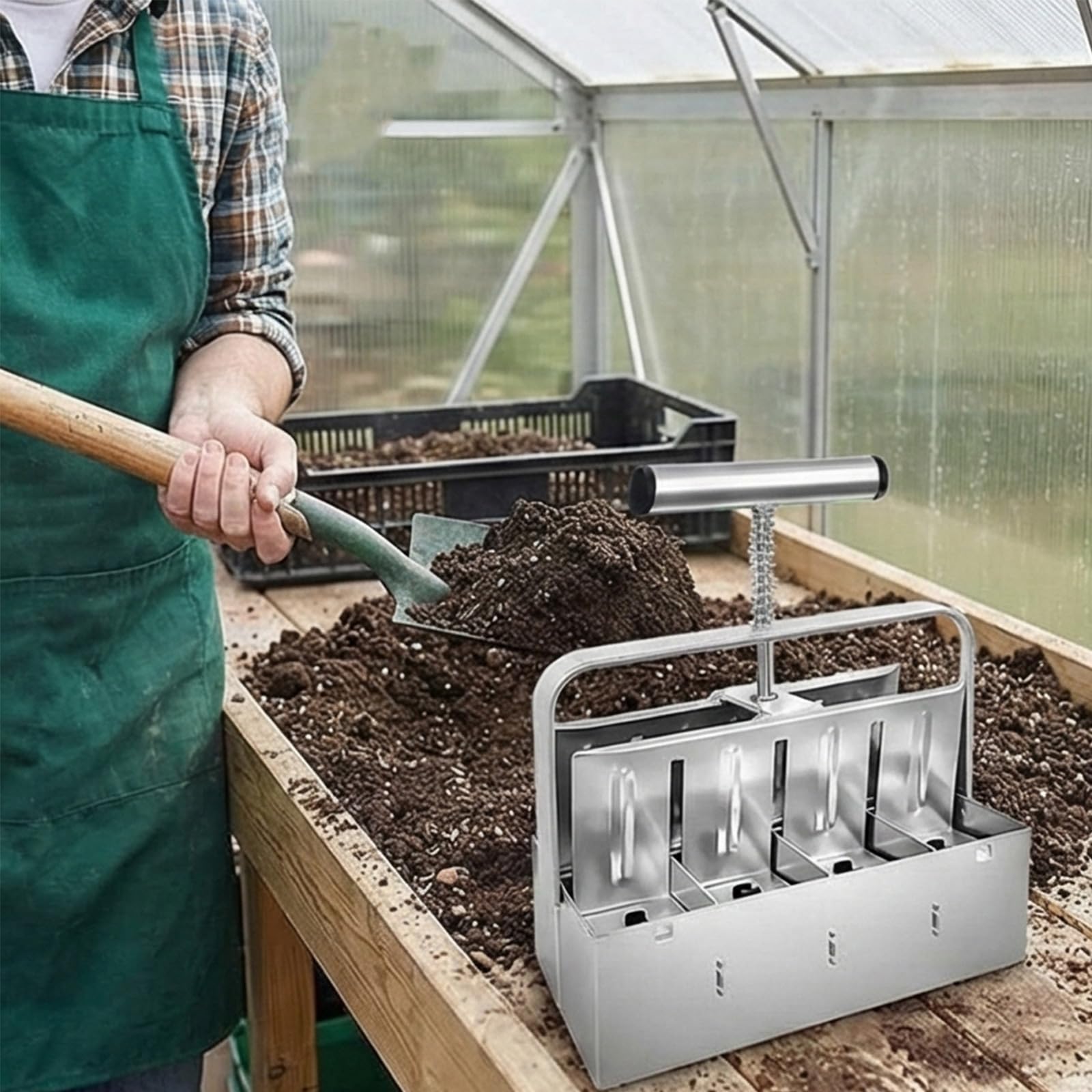 Fabricante de bloques de suelo para jardineros domésticos para comenzar el crecimiento de manera eficiente, incluyendo múltiples tamaños de molde, máquina de pellets de tierra para arbustos