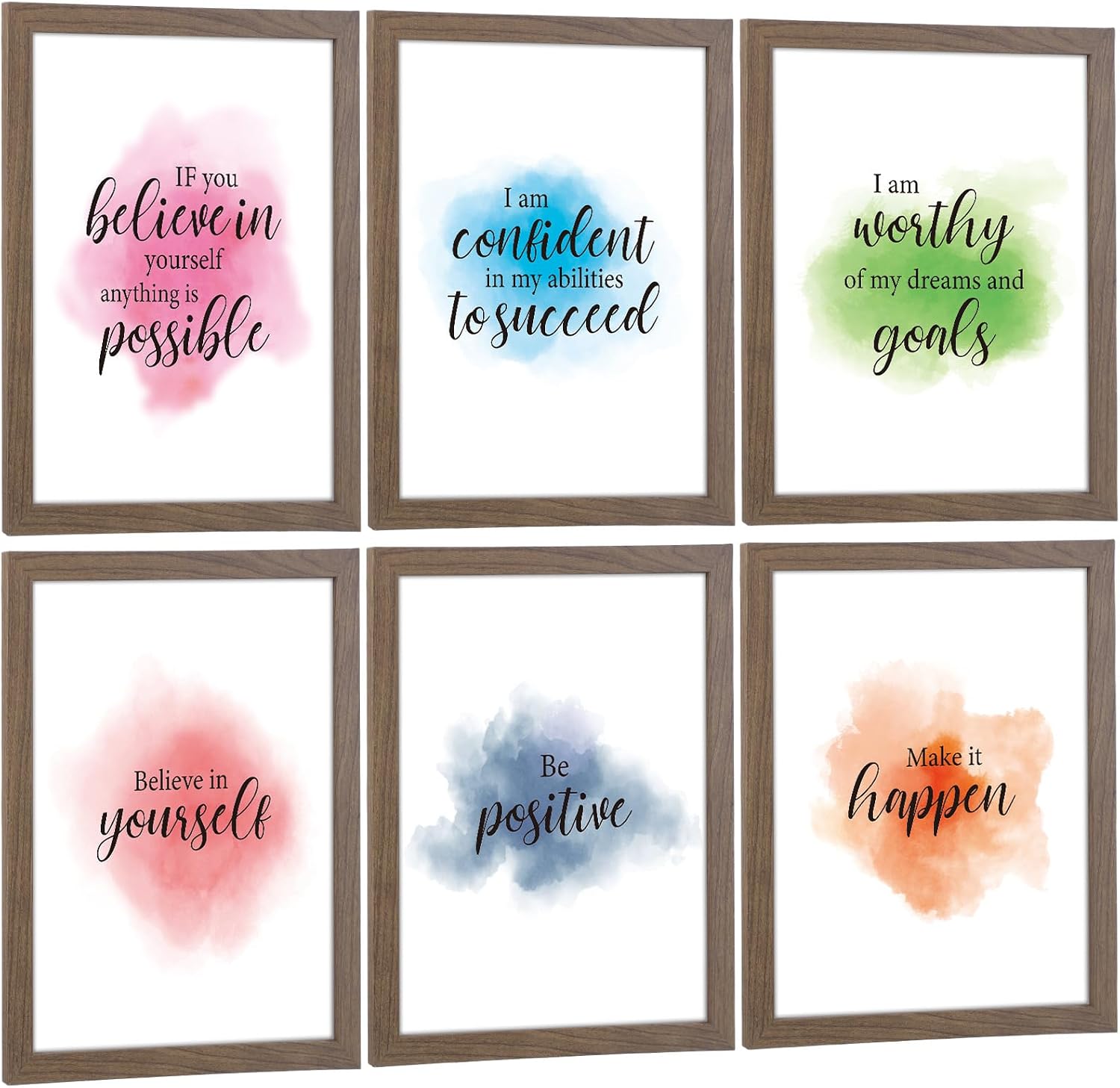 Amazon.com: Thyle 6 Pcs Inspirational Wall Art Framed Motivational Wall ...