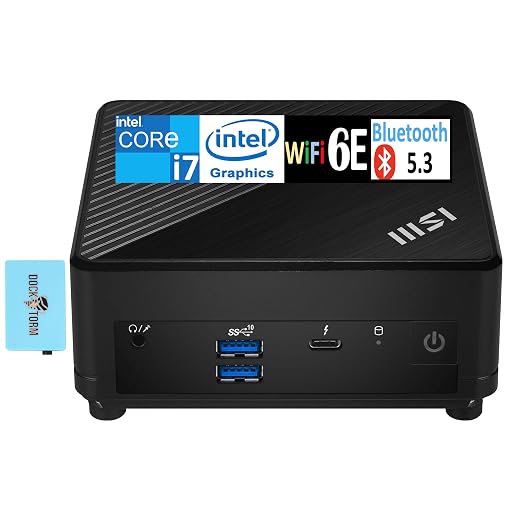 MSI Cubi 5 Mini PC (10-Core Intel i5-1235U, Intel UHD, 32GB RAM, 1TB PCIe SSD, Thunderbolt 4, WiFi 6E, Bluetooth 5.3, Black, Win 11 Pro) with Dockztorm Hub