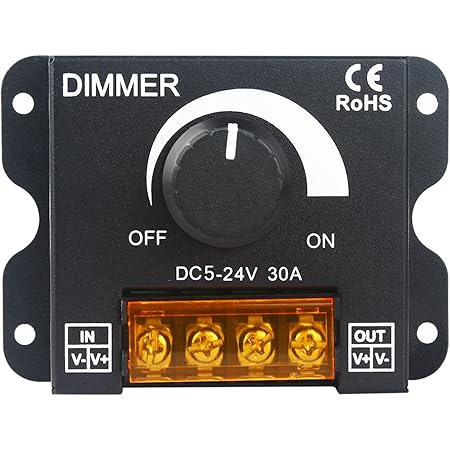 12-24V Touch Dimmer Switch For LED Strips – Single Color Control, Black Glass Panel, DC Dimmer Controller