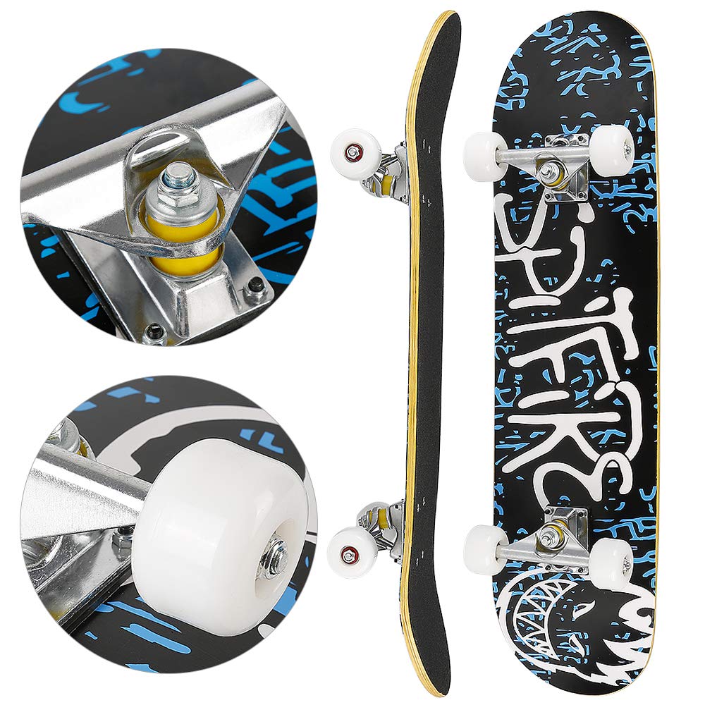 Skateboard Complet pour Enfants, Adolescents et Adultes, débutants, Double Kick Maple Deck Concave Cruiser Skateboard