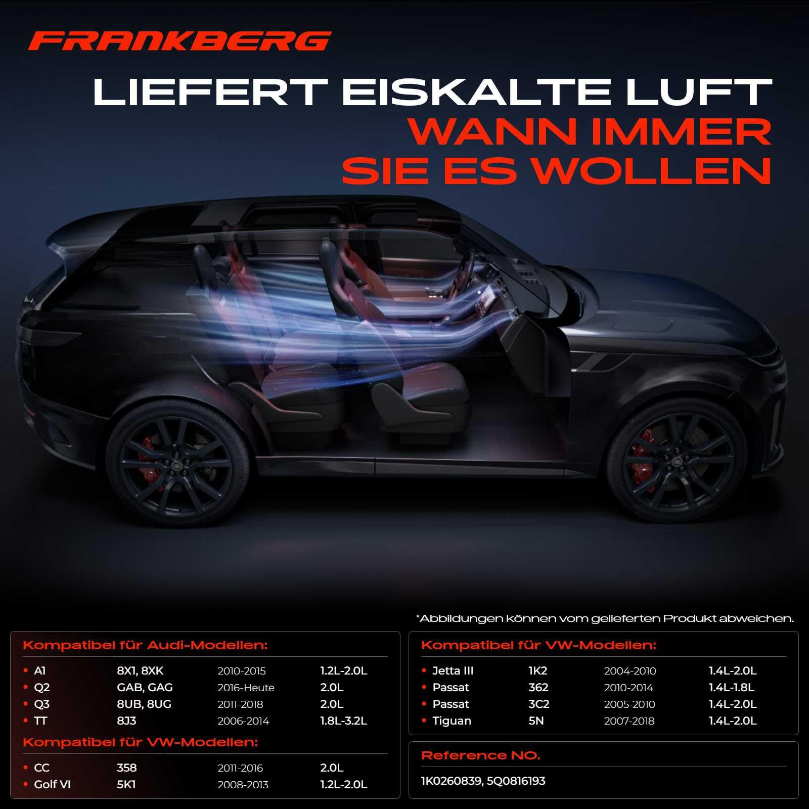 Frankberg Kompressor Klimaanlage Regelventil 2 Rillen Kompatibel mit A1 A3 Q2 Q3 TT Beetle Golf P.a.s.s.a.t Polo S.c.i.r.o.c.c.o T.i.g.u.a.n Replace# 1K0260839