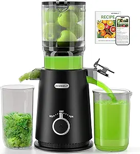 Juicer Machines Easy to Clean, with Wide Mouth & Large Feed Chute, Professional Cold Press Juicer For Whole Fruits & Vegetables, Self Feeding for Juice Extractor Machine, High Juice Yield