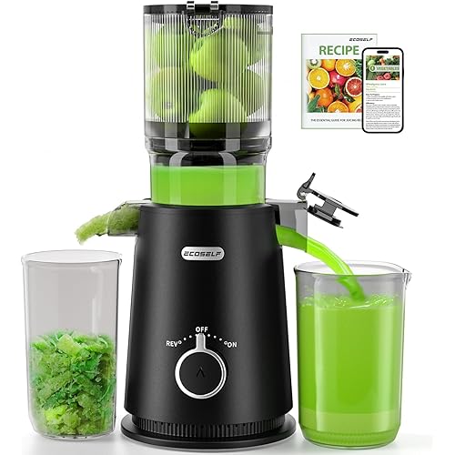 Juicer Machines with Wide Mouth & Large Feed Chute, Professional Cold Press Juicer For Whole Fruits & Vegetables, Self Feeding for Juice Extractor Machine, Easy to Clean, High Juice Yield