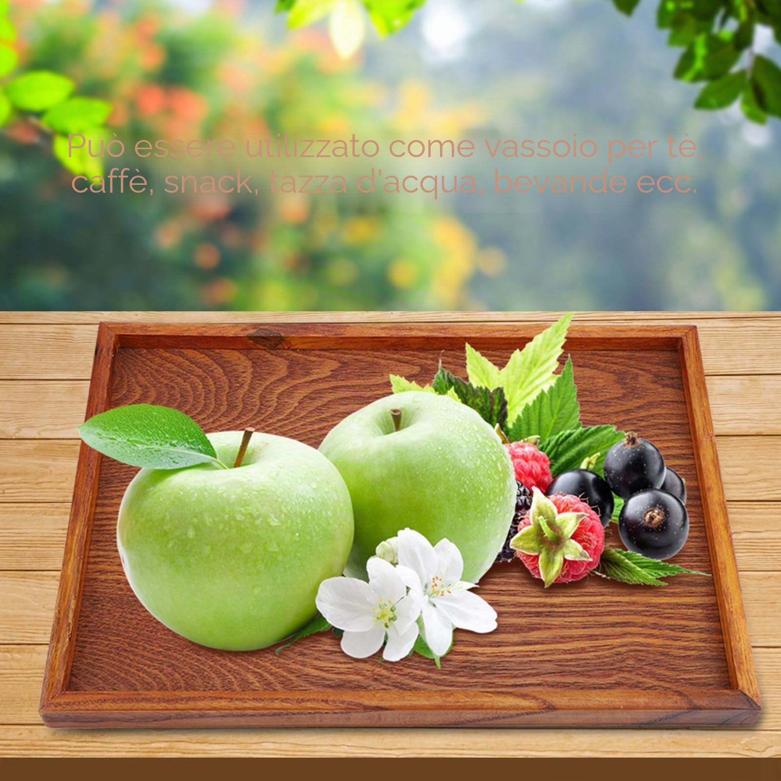 Vassoio in Legno, Vassoio Rettangolare per Snack e Conservazione Alimentare, Design Leggero e Durevole, 35 x 24 cm, per Uso Domestico e Ospitalità