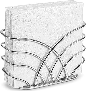 LEVIMETREE Silver Cast Iron Napkin Holder - Upright Dispenser for Luncheon Cocktail Napkins, Kitchen Table Dining Decor