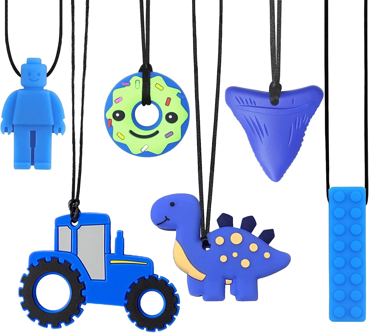 Chew Toys for Autistic Children, 6 Pack Sensory Chew Necklace Safety Food Grade Silicone Chew NecklacesAutism Chew Toys for Kids with ADHD, Anxiety, Autistic,Teething, Biting Needs
