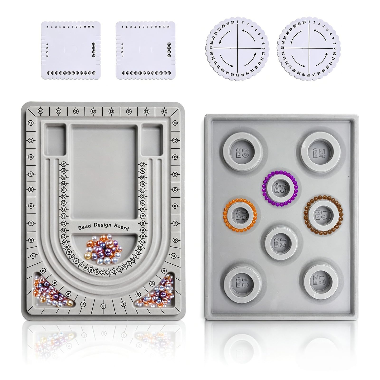 YMTWSRY 2 PCS Bead Board, Flocked Beading Mat with Kumihimo Disk Jewelry Making Tray Jewellery Making Supplies for Necklace Bracelet Bead Layout and Sorting