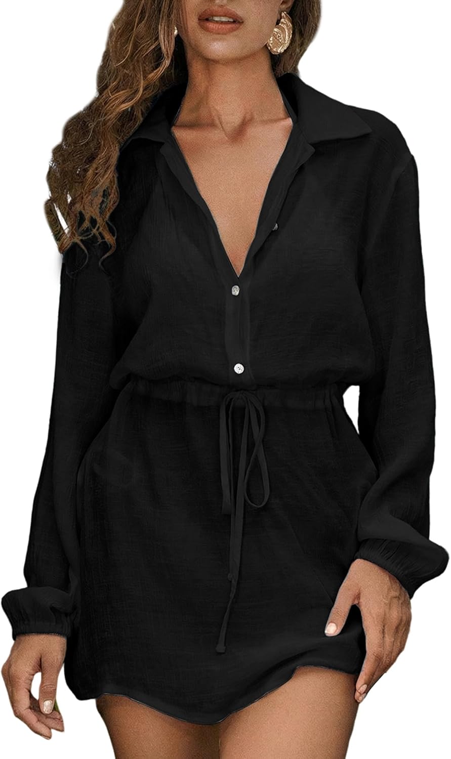 ZAFUL Womens Swimsuit Cover Up Dress Pullover Shirt Coverup Bathing Suit Mesh Swim Short Beach Dress
